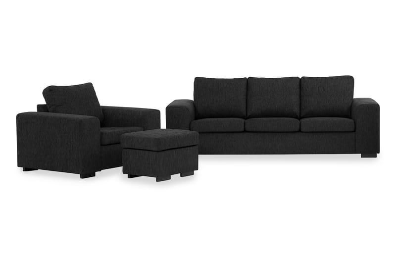 Connect Sofagruppe 3-seter+Lenestol+Fotskammel 60 cm - Svart - Møbler - Stoler & lenestoler - Lenestoler