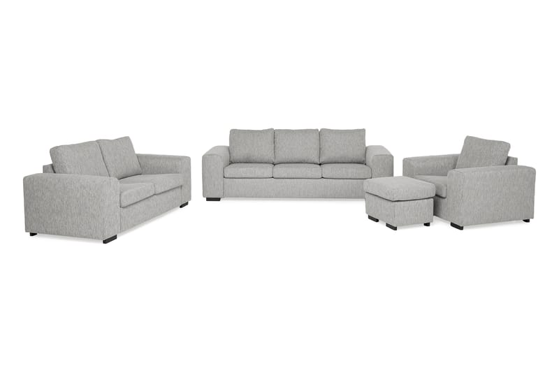 Link Sofagruppe 3-seter+2-seter+Lenestol+Fotskammel - Lysegrå - Møbler - Møbelsett - Møbelsett til stue