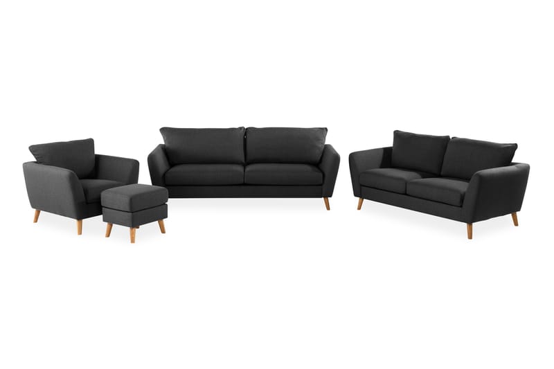 Trend Sofagruppe 2,5-seter+2-seter+Lenestol - Svart - Møbler - Sofaer - U-sofa