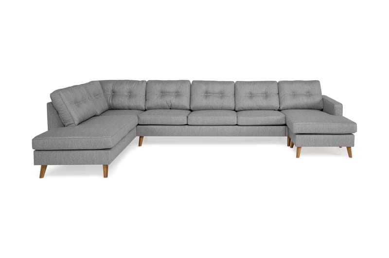 Monroe U-sofa Large med Divan Høyre - Grå - Møbler - Sofaer - Skinnsofaer
