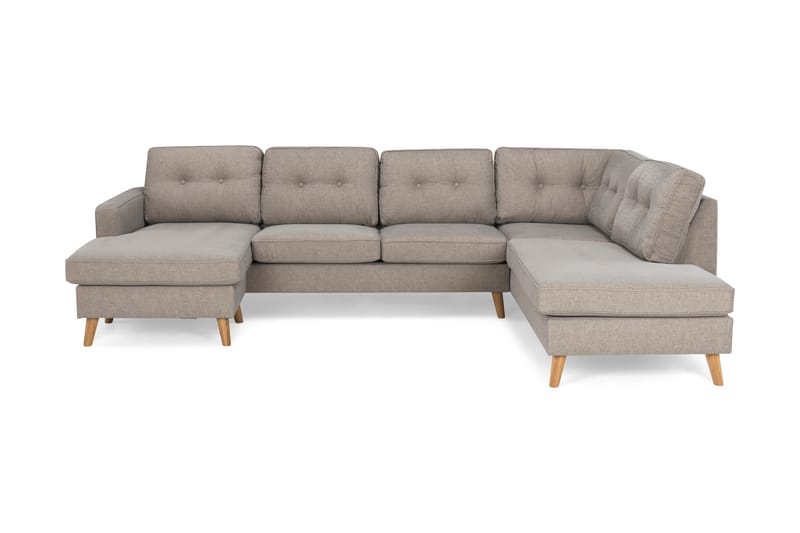Monroe U-sofa med Divan Venstre Vaskbart Stoff - Gråbrun - Møbler - Sofaer - Sovesofaer
