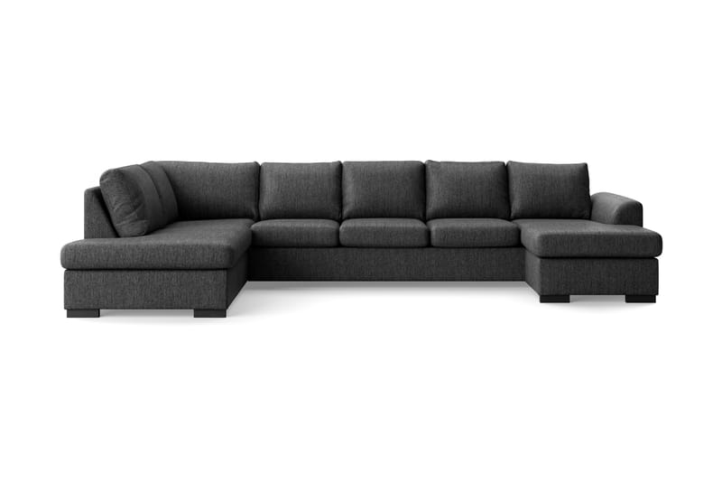 Porto U-sofa Large med Divan Høyre - Svart - Møbler - Sofaer - Skinnsofaer