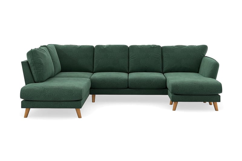 Trend Lyx U-Sofa med Divan Høyre - Grønn Fløyel - Møbler - Sofaer - Fløyel sofaer