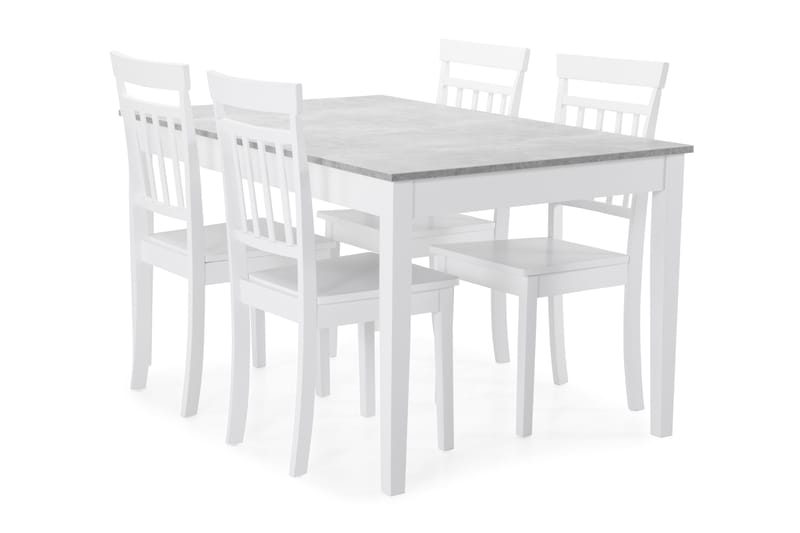 Romeo Spisegruppe med 4 Hudson stoler - Betong/Hvit - Møbler - Spisegrupper - Rektangulær spisegruppe