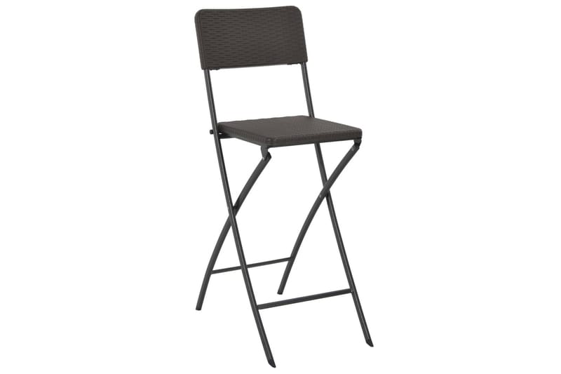 Sammenleggbare barstoler 2 stk HDPE og stål brun rottingstil - Brun - Møbler - Stoler & lenestoler - Barstoler