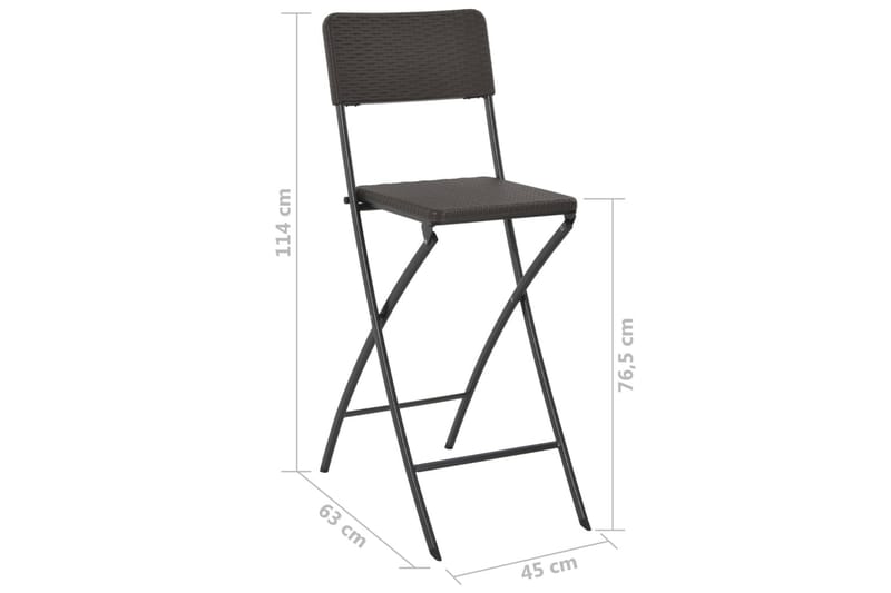 Sammenleggbare barstoler 2 stk HDPE og stål brun rottingstil - Brun - Møbler - Stoler - Barstoler
