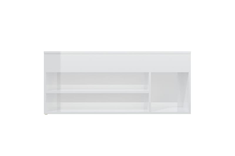 Skobenk høyglans hvit 105x30x45 cm sponplater - Hvit - Møbler - Stoler & lenestoler - Benk - Skohylle med benk