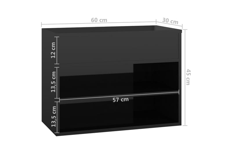 Skobenk høyglans svart 60x30x45 cm sponplater - Svart - Møbler - Stoler & lenestoler - Benk - Skohylle med benk