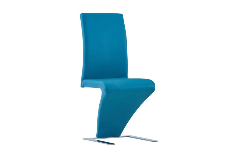 Spisestoler med sikksakkform 2 stk blått kunstig skinn - Møbler - Stoler & lenestoler - Karmstoler