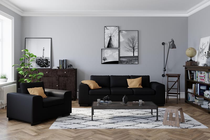 Connect Sofagruppe Lenstol+Fotskammel 60 cm - Svart - Møbler - Stoler & lenestoler - Lenestoler