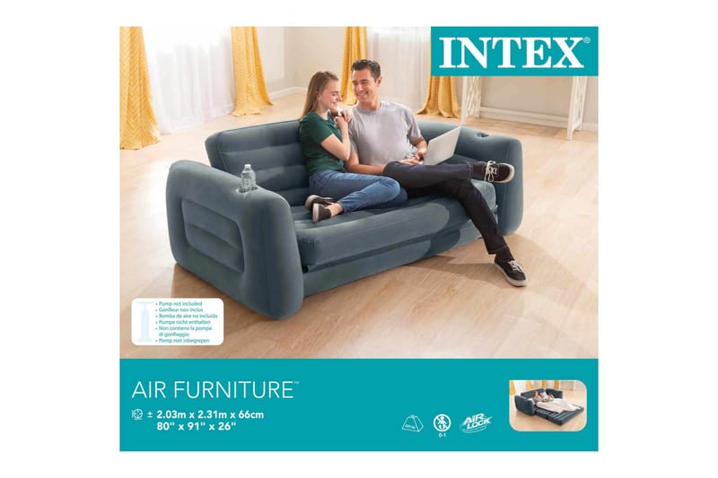 Intex Oppblåsbar stol 203x231x66 cm mørkegrå - Grå - Møbler - Stoler & lenestoler - Lenestoler