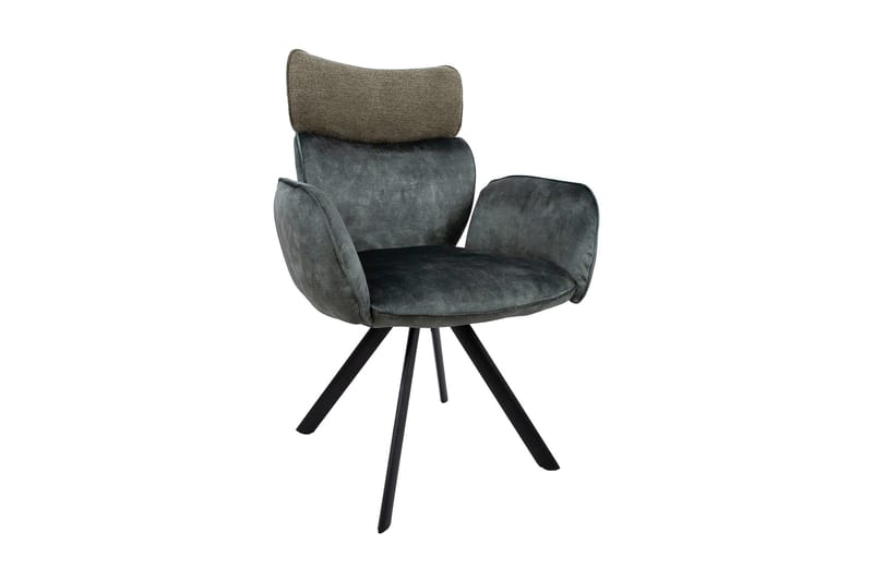 Eddy Chair med armlener Green Velvet - Møbler - Stoler & lenestoler - Spisestuestoler & kjøkkenstoler