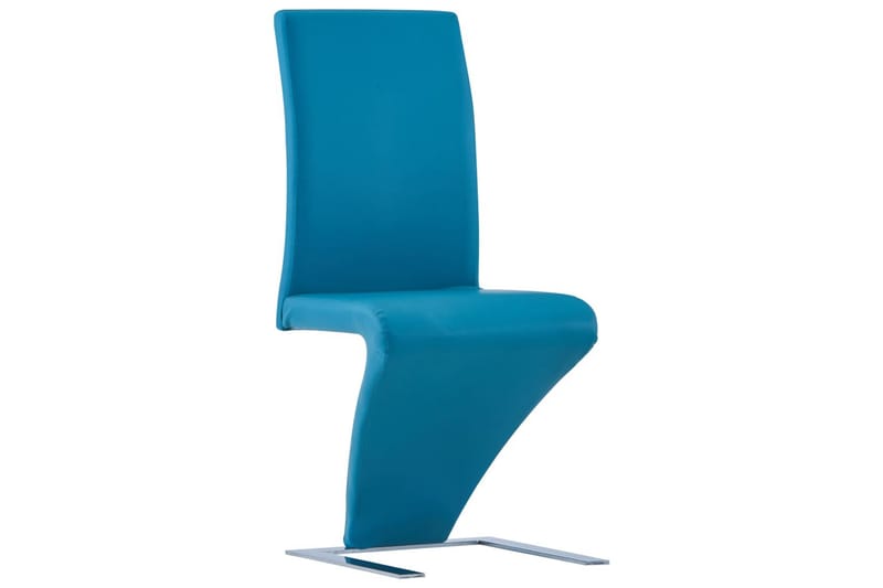 Spisestoler med sikksakkform 4 stk blå kunstig skinn - Blå - Møbler - Stoler & lenestoler - Spisestuestoler & kjøkkenstoler