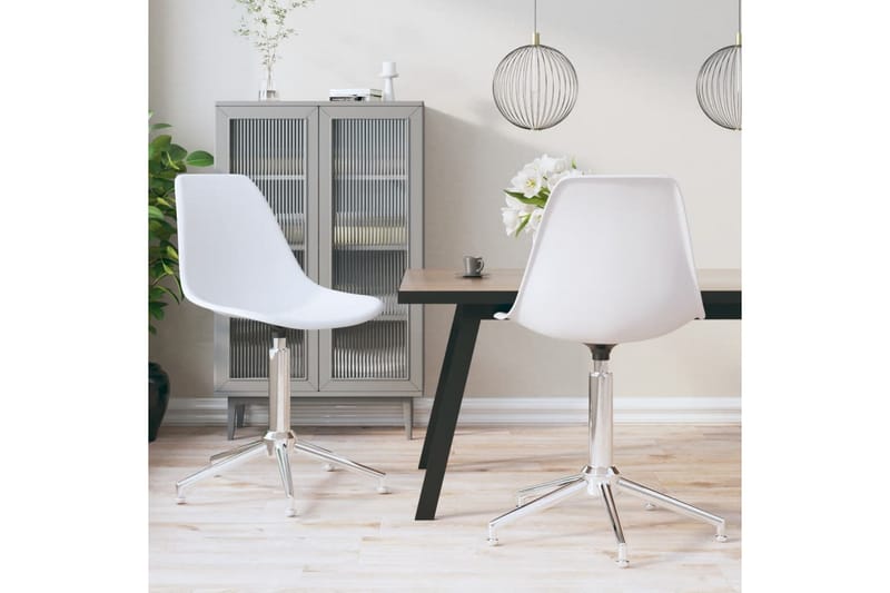 Svingbare spisestoler 2 stk hvit PP - Hvit - Møbler - Stoler & lenestoler - Spisestuestoler & kjøkkenstoler
