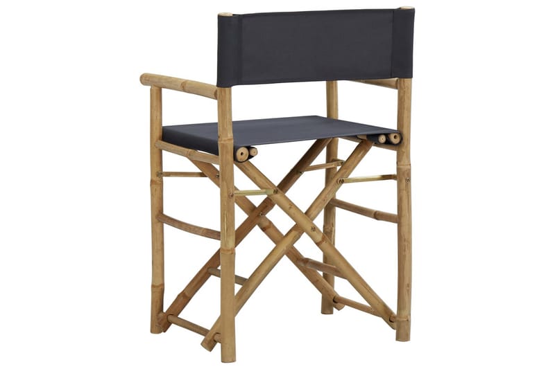 Sammenleggbare regissørstoler 2 stk bambus og stoff - Grå - Møbler - Stoler & lenestoler