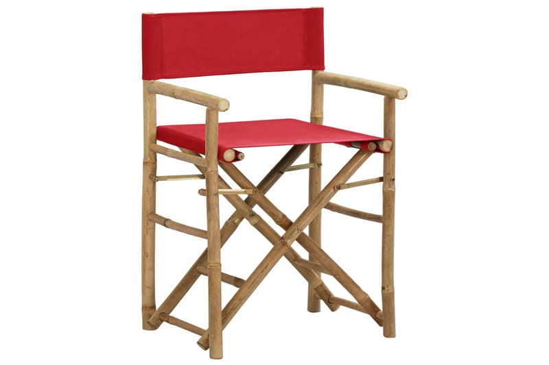 Sammenleggbare regissørstoler 2 stk rød bambus og stoff - Rød - Møbler - Stoler & lenestoler