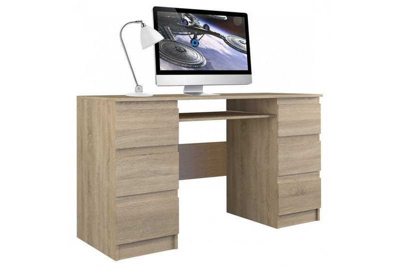 Levisa Skrivebord 130 cm med Oppbevaring Skuffer - Sonomaeik - Møbler - Bord - Kontorbord - Skrivebord