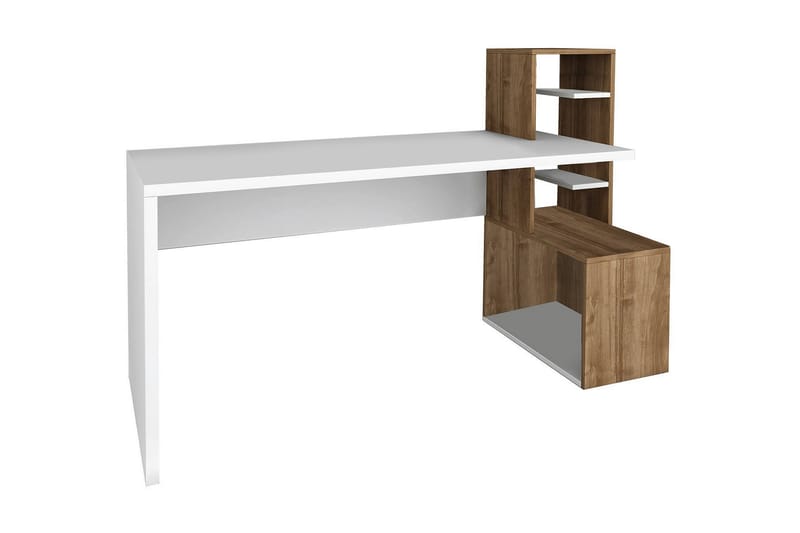 Winvar Skrivebord 120 cm med Oppbevaring - Hvit/Valnøttsbrun - Møbler - Bord - Kontorbord - Skrivebord