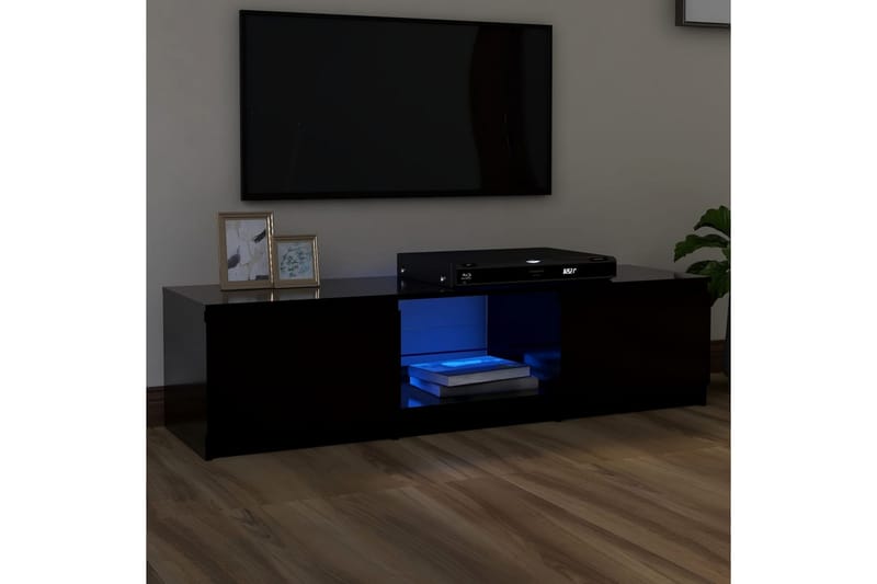 TV-benk med LED-lys svart 140x40x35,5 cm - Svart - Møbler - Medie- & TV-møbler - TV-benk & mediabenk