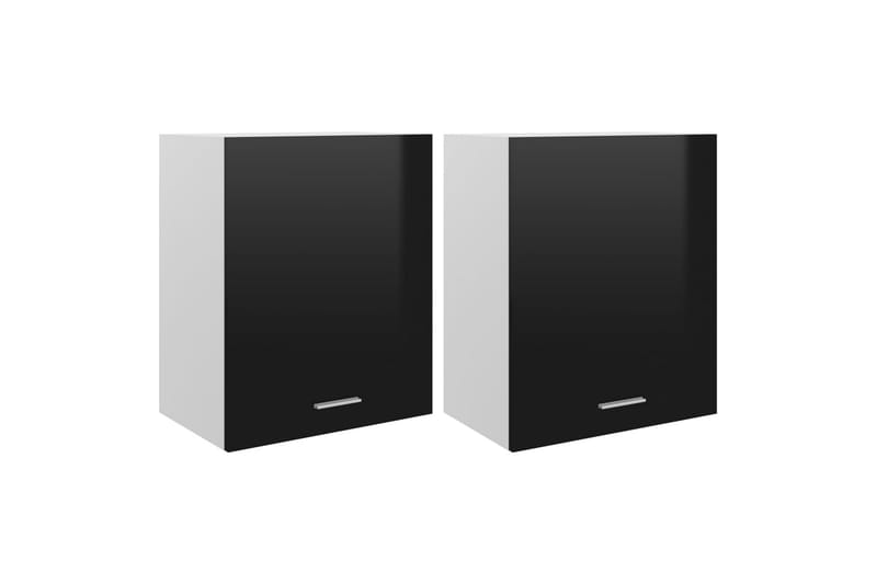 Kjøkkenskap 2 stk høyglans svart 50x31x60 cm sponplate - Svart - Møbler - Oppbevaring - Oppbevaringsskap