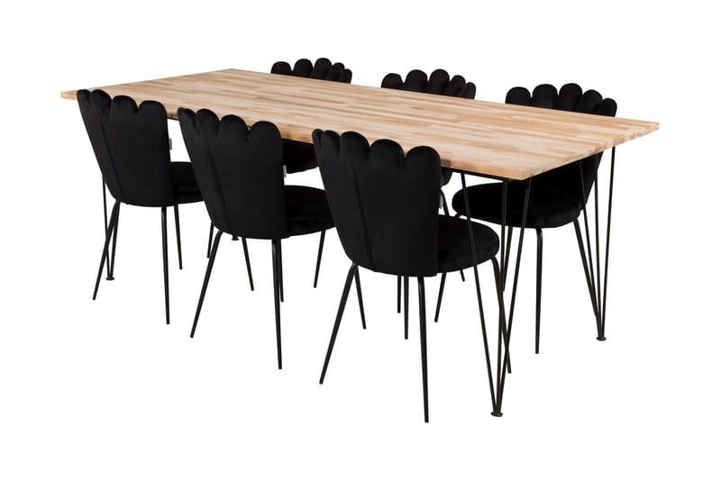 Miva Spisegruppe med 6 Limhamn Spisestoler Svart - Furniture Fashion - Møbler - Spisegrupper - Rektangulær spisegruppe