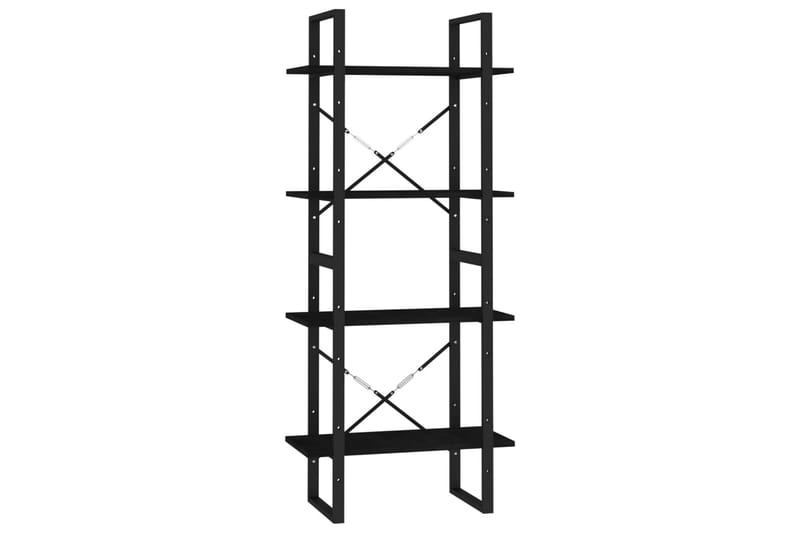 Bokhylle 4 nivåer svart 60x30x140 cm heltre furu - Svart - Oppbevaring - Hyller - Bokhylle