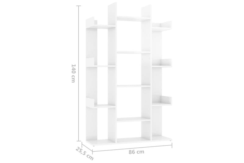 Bokhylle høyglans hvit 86x25,5x140 cm sponplate - Hvit - Oppbevaring - Hyller - Bokhylle