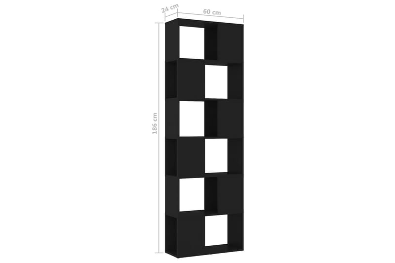 Bokhylle/romdeler svart 60x24x186 cm sponplate - Svart - Oppbevaring - Hyller - Bokhylle