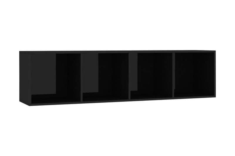 Bokhylle/TV-benk høyglans svart 143x30x36 cm - Svart - Oppbevaring - Hyller - Bokhylle