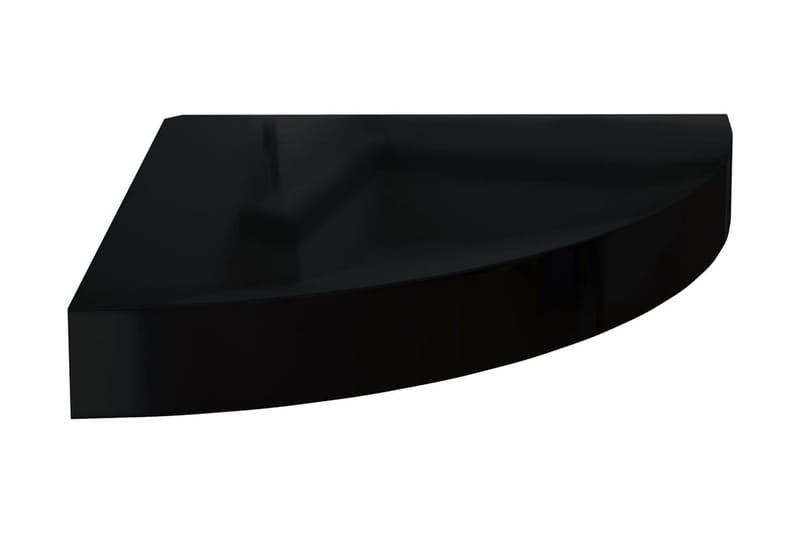 Flytende vegghylle høyglans svart 25x25x3,8 cm MDF - Svart - Oppbevaring - Hyller - Hjørnehylle