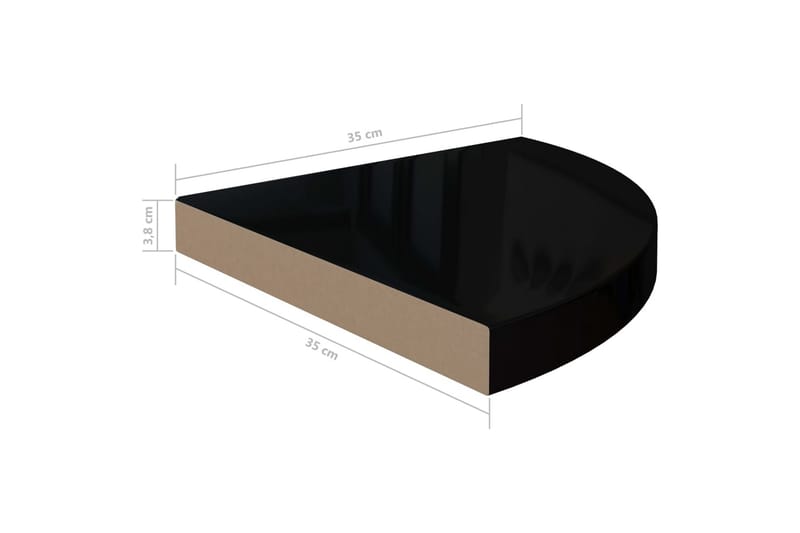 Flytende vegghylle høyglans svart 35x35x3,8 cm MDF - Svart - Oppbevaring - Hyller - Hjørnehylle