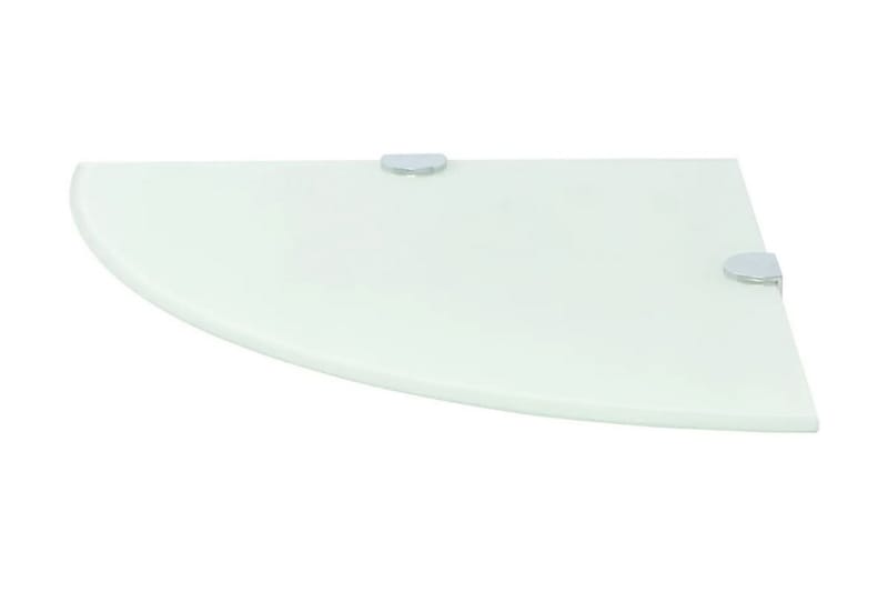 Hjørnehylle med kromstøtter hvitt glass 35x35 cm - Oppbevaring - Hyller - Hjørnehylle