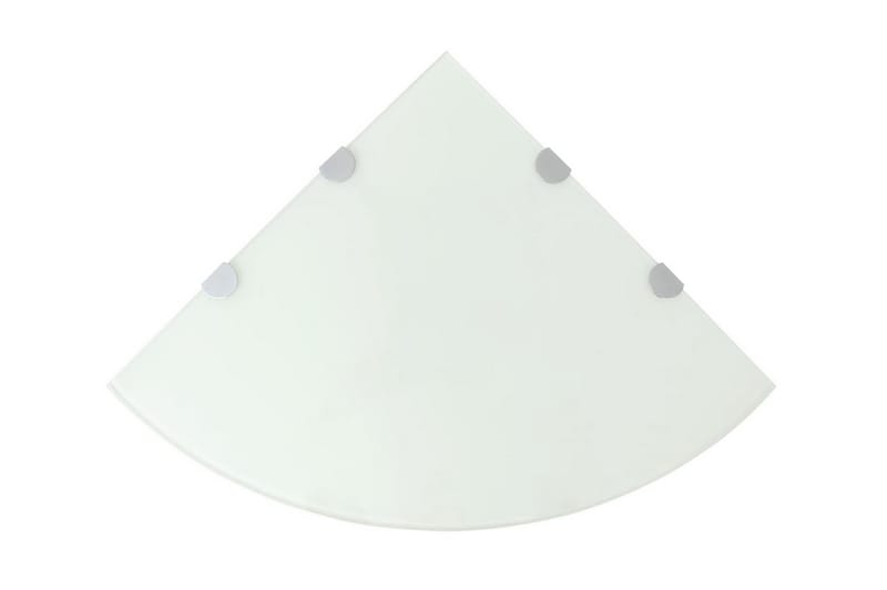 Hjørnehylle med kromstøtter hvitt glass 45x45 cm - Oppbevaring - Hyller - Hjørnehylle