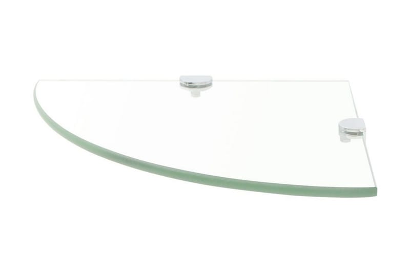 Hjørnehylle med kromstøtter klart glass 25x25 cm - Oppbevaring - Hyller - Hjørnehylle