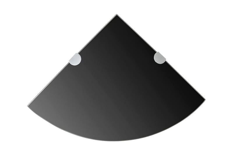 Hjørnehylle med kromstøtter svart glass 35x35 cm - Oppbevaring - Hyller - Hjørnehylle