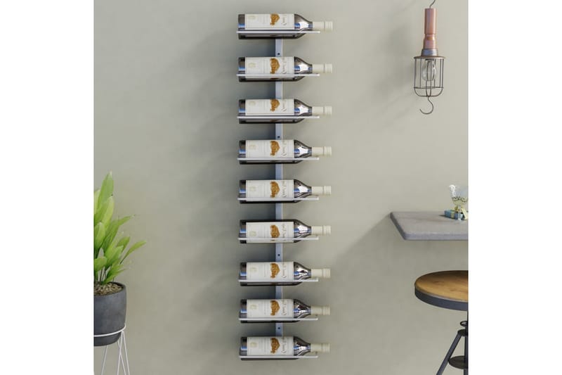 Veggmontert vinstativ for 9 flasker hvit jern - Hvit - Oppbevaring - Hyller - Oppbevaringshylle - Vinstativ & vinhylle
