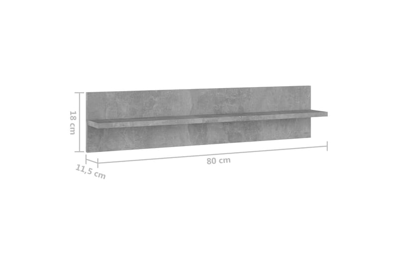 Vegghyller 2 stk betonggrå 80x11,5x18 cm sponplate - Grå - Oppbevaring - Hyller - Vegghylle
