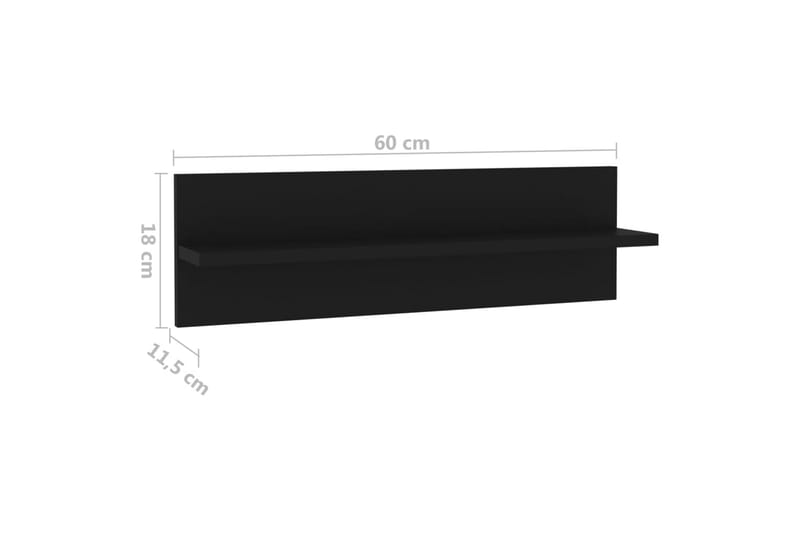 Vegghyller 4 stk svart 60x11,5x18 cm sponplate - Svart - Oppbevaring - Hyller - Vegghylle