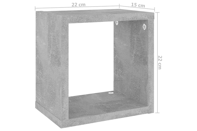 Vegghyller kubeformet 4 stk betonggrå 22x15x22 cm - Grå - Oppbevaring - Hyller - Vegghylle