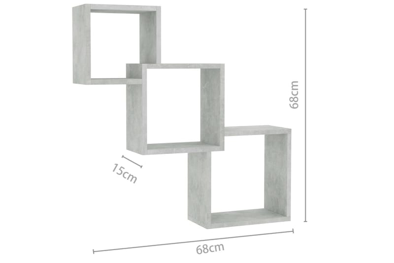 Vegghyller kubeformet betonggrå 84,5x15x27 cm sponplate - Grå - Oppbevaring - Hyller - Vegghylle