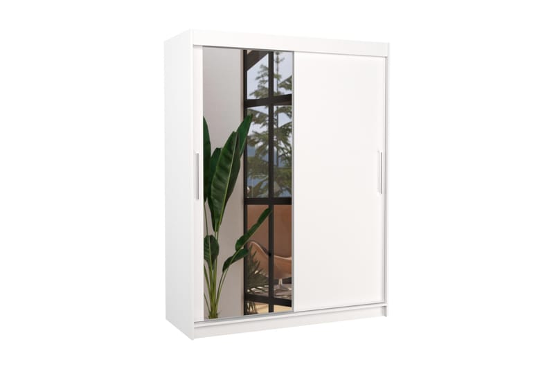 Biangy Garderobe med Speil 150x200 cm - Hvit - Oppbevaring - Klesoppbevaring - Garderober & garderobesystem