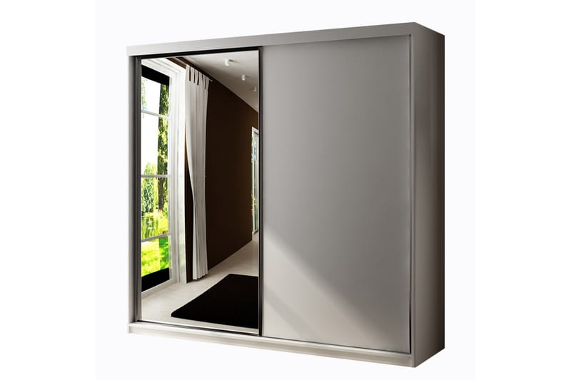 Dunkra Garderobe med Speil LED-belysning Blå 200 cm - Hvit - Oppbevaring - Klesoppbevaring - Garderober & garderobesystem