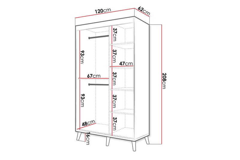 Garderobe 120 - Svart|Natur - Oppbevaring - Klesoppbevaring - Garderober & garderobesystem