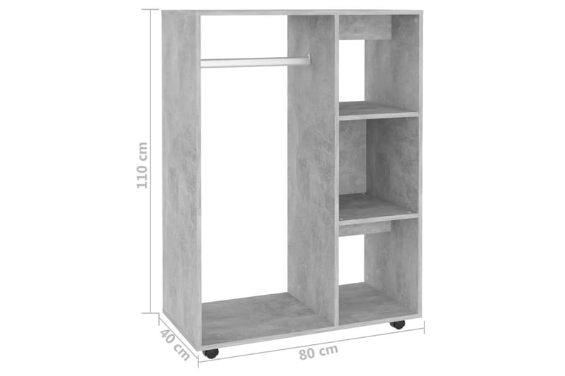 Garderobe betonggrå 80x40x110 cm sponplate - Grå - Oppbevaring - Klesoppbevaring - Garderober & garderobesystem