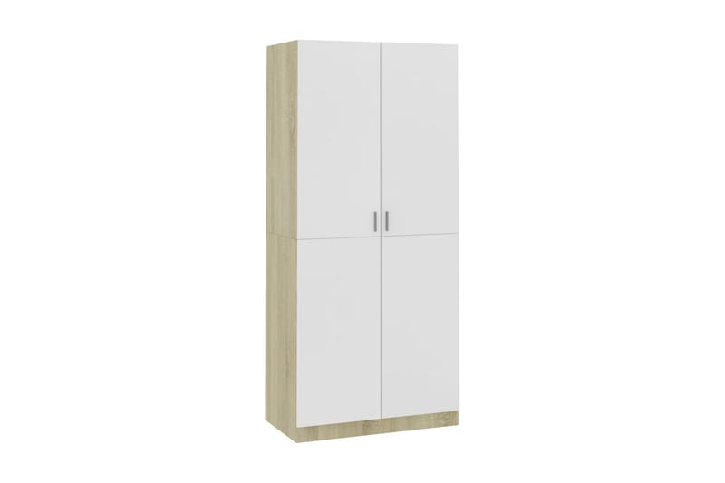Garderobe hvit og sonoma eik 90x52x200 cm sponplate - Oppbevaring - Klesoppbevaring - Garderober & garderobesystem