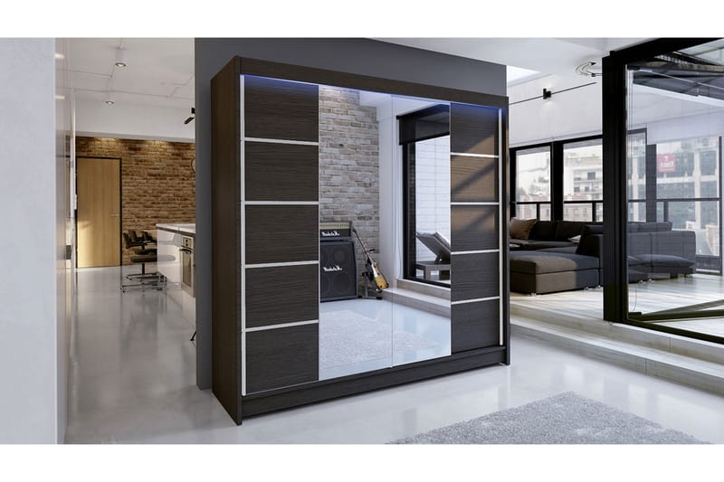 Garderobe + LED - Brun - Oppbevaring - Klesoppbevaring - Garderober & garderobesystem
