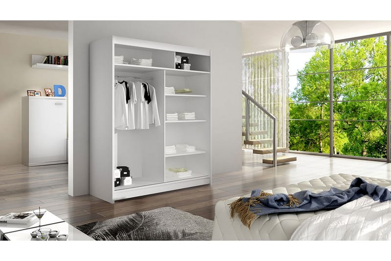 Garderobe + LED - Hvit / Svart - Oppbevaring - Klesoppbevaring - Garderober & garderobesystem
