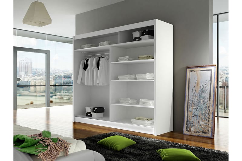 Garderobe + LED - Hvit | Svart - Oppbevaring - Klesoppbevaring - Garderober & garderobesystem