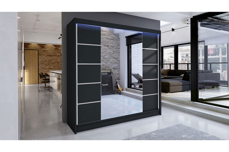 Garderobe + LED - Svart - Oppbevaring - Klesoppbevaring - Garderober & garderobesystem