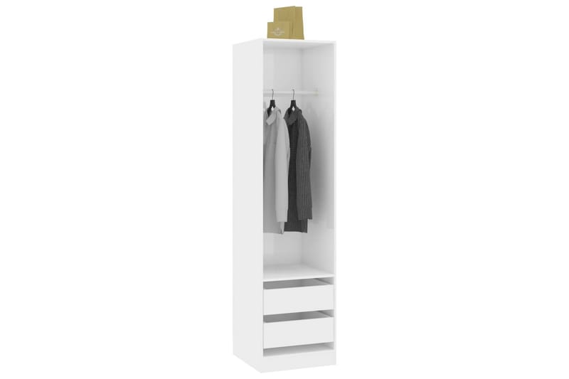 Garderobe med skuffer høyglans hvit 50x50x200 cm sponplate - Hvit - Oppbevaring - Klesoppbevaring - Garderober & garderobesystem